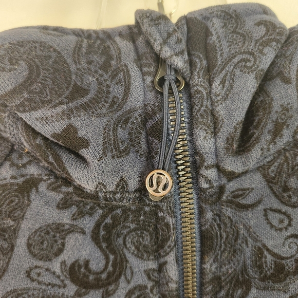 Lululemon Scuba Hoodie *Stretch (Lined Hood) Paisley Inkwell Blue Size 6 Zipper - Picture 8 of 11